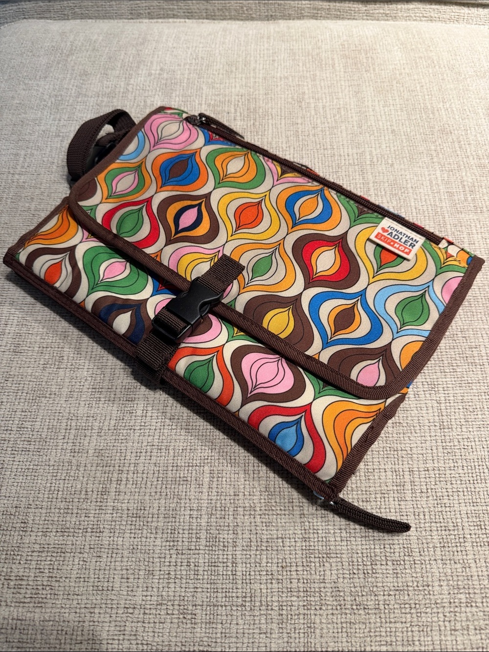 Jonathan Adler Multicolor Retro 70s Leaf Print Organizer Bag